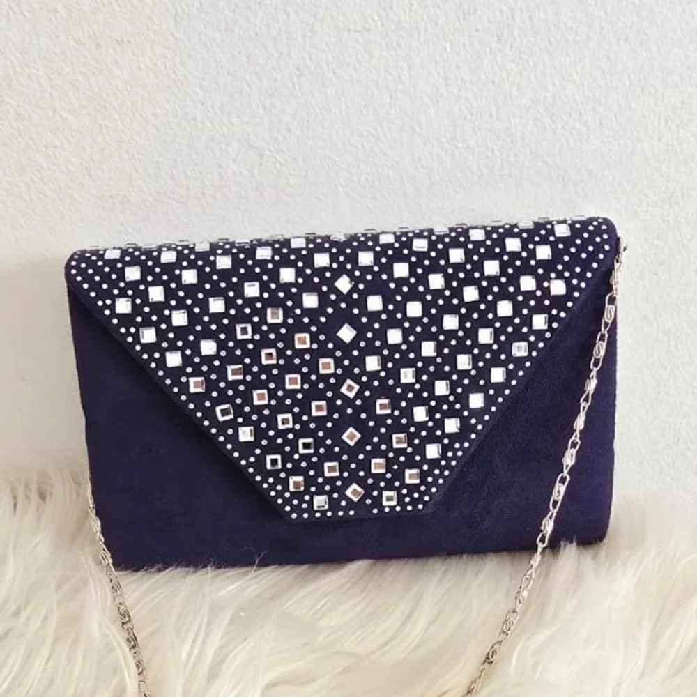 Classic Women's Envelope Clutch/Shoulder Purse Sequined Blue 🌴